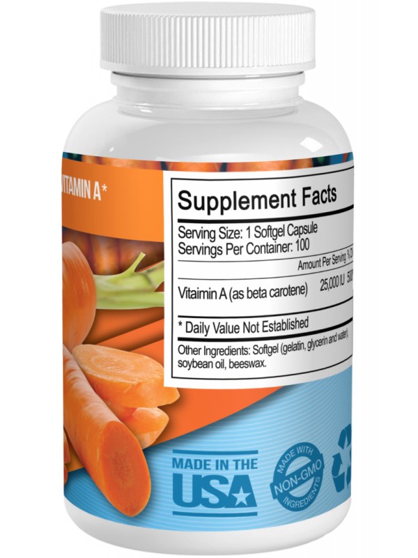 Beta Carotene (Vitamin A) Supplement by Just Potent Antioxidant